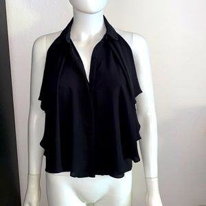 ALEXIS *Carmelina* black button down halter tank top blouse S